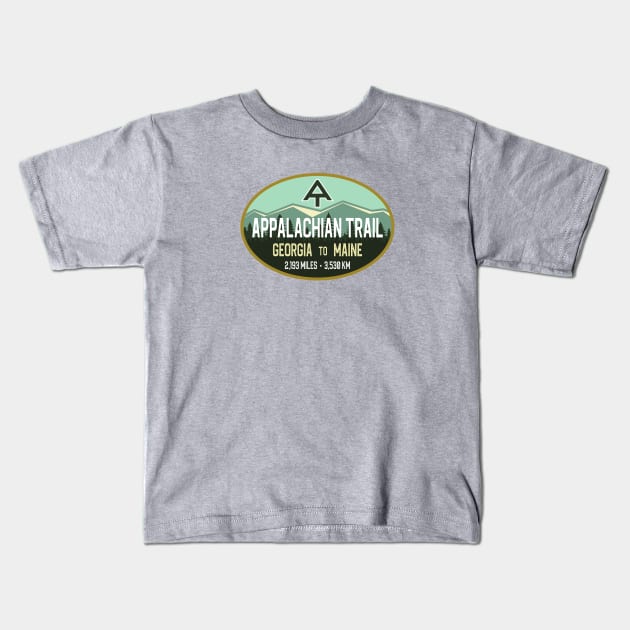 Appalachian Trail - Georgia to Maine - Oval Retro Mountains Kids T-Shirt by TGKelly